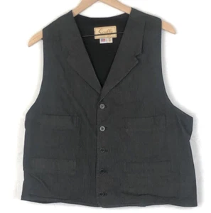 VTG SCULLY Denim Vest Men's M Black Pockets Buckle Back Western Cowboy EUC USA - Picture 1 of 10