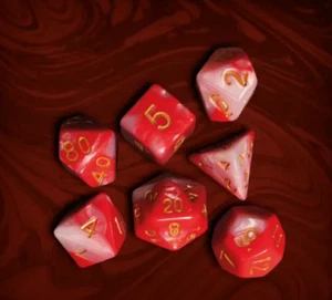 Red and White Two Tone Dice Set, Polyhedral 7 Dice Set for D&D Tabletop Games - Picture 1 of 1