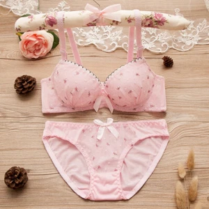 Girls Bra Set Padded Underwired Candy Color Teenage Supersoft Lace Bra Briefs AA - Picture 1 of 13