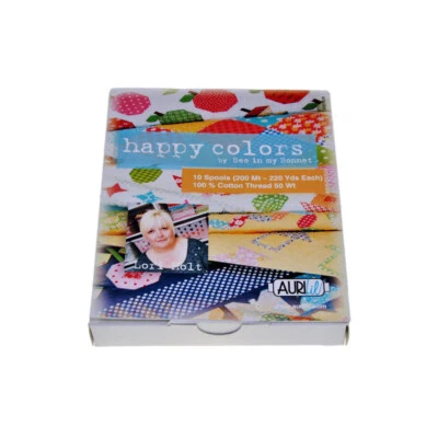 AURIFIL HAPPY COLORS FROM LORI HOLT 10 SMALL SPOOLS 50 WT COTTON - Image 1 of 2