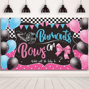 Irenare Burnouts or Bows Gender Reveal Decoration, Baby Shower Backdrop with Rop - Picture 1 of 12
