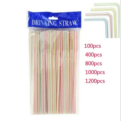 1000 Flexible Trinkhalme, Strohhalme in verschiedenen bunten Farben 100，200 - Bild 1 von 4