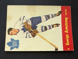 1955-56 Parkhurst Hockey Card # 4 George Armstrong HOF Toronto Maple Leafs VGEX - Picture 1 of 3