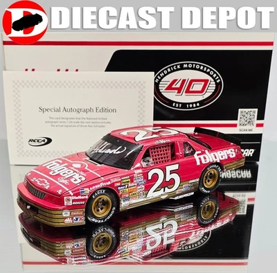 AUTOGRAPHED KEN SCHRADER 1989 CHARLOTTE WIN FOLGERS 1/24 ARC DIECAST - Image 1 of 4