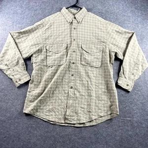 Camisa Woolrich Para Hombres Con Botones Manga Larga Grande Beige A Cuadros Bolsillos Exterior - Imagen 1 de 8