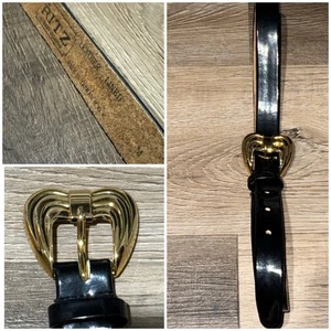 Vintage The Ritz Belt Womens Small Brown Genuine Leather Gold Tone Buckle & Tip - Picture 1 of 7