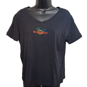 Walt Disney World Black T-Shirt Large Vintage Baby-doll Tee Mickey Travel - Picture 1 of 10