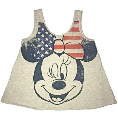 Camiseta sin mangas acampanada con lazo bandera de Minnie Mouse de Disney para mujer - gris claro - talla pequeña Foto 1 de 3
