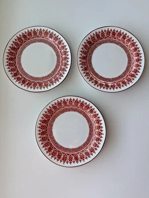 Pottery Barn Tahoe Fair Isle In Red Set 3 Appetizer Plates NWOT - Image 1 of 4