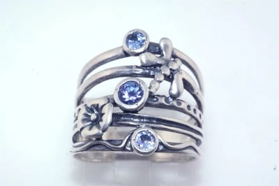 Anillo de plata de ley 925 tanzanita Or Paz PZ Israel talla 9 Foto 1 de 4