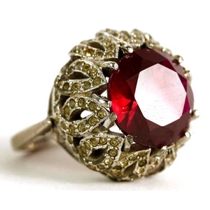 Vintage Panetta Sterling Ring groß rot Strass - Bild 1 von 8