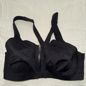 Reggiseno sportivo Victoria's Secret On Point nero davanti doppia chiusura zip + clip taglia 36D - Foto 1 di 9