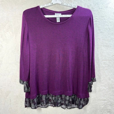 Suéter Catherines em camadas túnica roxa feminino 2X plus size - Imagem 1 de 4