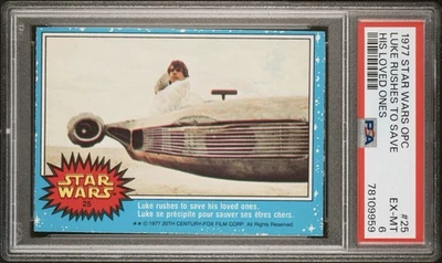 1977 O-PEE-CHEE OPC STAR WARS #25 LUKE SKYWALKER ROOKIE PSA 6 EX-MINT RARE!!! - Image 1 of 2