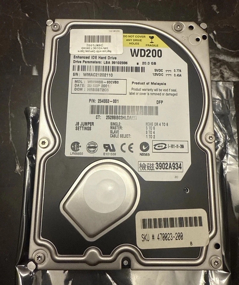 Western Digital WD200BB HSBEHT2CA 20GB Enhanced IDE HDD Brand New - Image 1 of 4