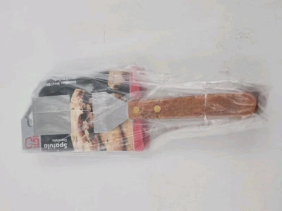 Chef Craft Spatula Set of 2 Stainless Steel Mini Slotted Solid Silver Wood Handl - Image 1 of 4