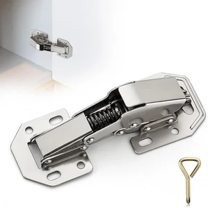 Paquete de 4 bisagras ocultas suaves montaje en superficie bisagras para gabinete de cocina, sin perforar previamente - Imagen 1 de 17