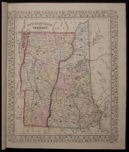 1867 Antique Mitchell County Map New Hampshire Vermont - Picture 1 of 1