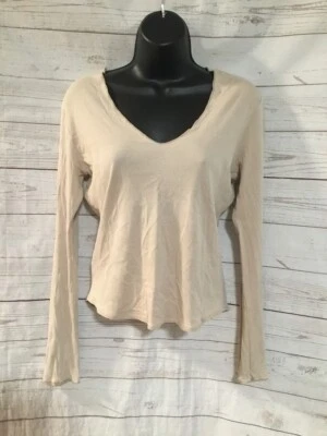 Blusa top beige manga larga Joseph de algodón y cachemir para mujer talla 2 Foto 1 de 4
