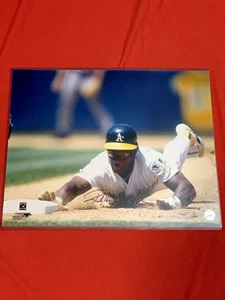 FOTO FIRMADA AUTOGRAFIADA POR RICKEY HENDERSON 16X20 OAKLAND ATHLETICS #2 CERTIFICADO DE AUTENTICIDAD - Imagen 1 de 1