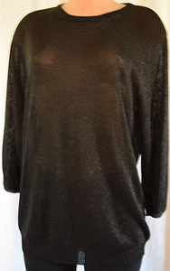 MISSONI BLACK ORANGE LABEL METALLIC 3/4 SLEEVES KNIT TOP/TUNIC  SIZE 46 - Picture 1 of 10