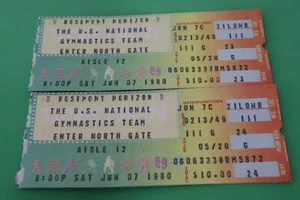 2 RARE TICKET STUBS US Olympic National Gymnastics Team Rosemont Horizon 6/7/80 - Picture 1 of 5