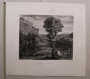 Grabado Original Domenichino Zachary Hércules Acheloo Marchais Bolonia Louvre - Imagen 1 de 5