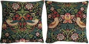 SET OF TWO 18" WM MORRIS STRAWBERRY THIEF BELGIAN TAPESTRY CUSHION COVERS 1880/1 - Picture 1 of 7