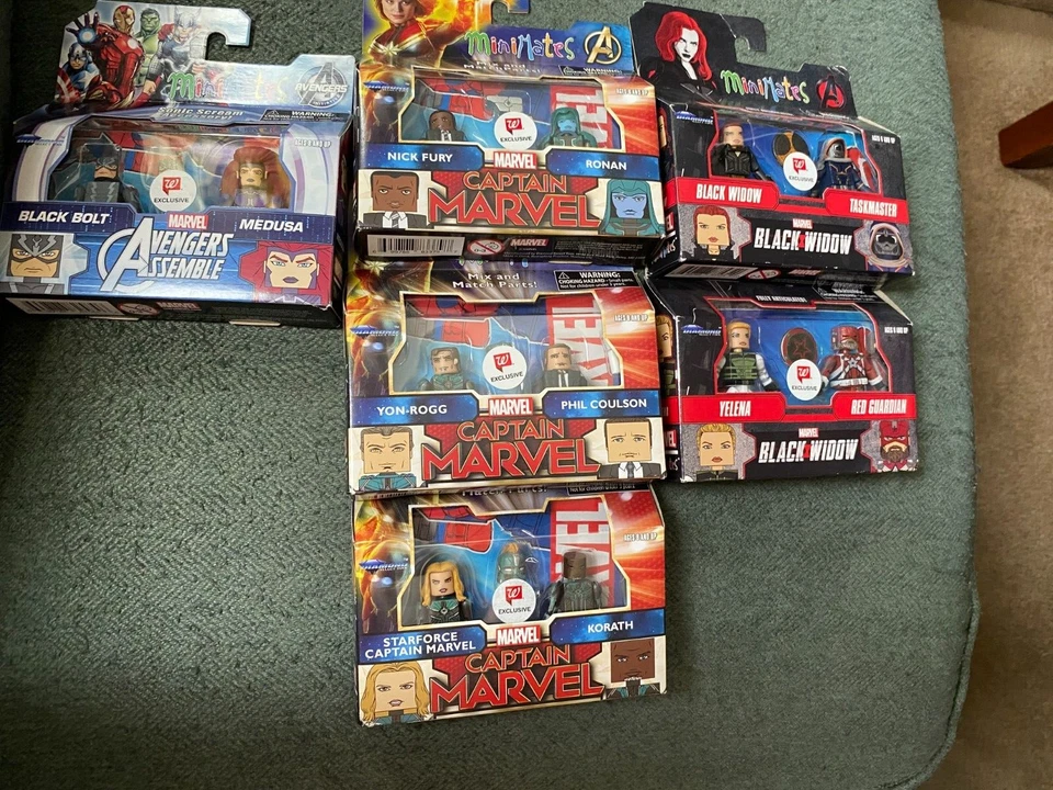 Lote de 6 Marvel MiniMates 2 paquetes Walgreens Avengers Captain Marvel Black Widow Foto 1 de 1
