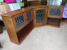 Antique Hand Made Oak Corner Unit with 3 Cupboards,Shelving & Leaded Glass Doors