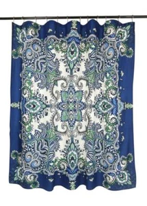 Istanbul Blue Fabric Shower Curtain: Floral Mandala Design Bright NWOP - Picture 1 of 5