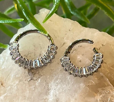 Anillo segmento bisagras ventilador gema baguette 1 pieza 16 g clicker tabique hélice daith orbital Foto 1 de 3