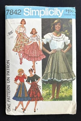 Simplicity 7842 Misses Pullover Blouse & Skirt Vintage 1976 Pattern sz 14 Uncut - Image 1 of 2