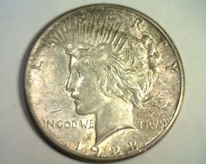 1923-S PEACE SILVER DOLLAR CHOICE ABOUT UNCIRCULATED+ TONED CH AU+ TONED ORIG. - Bild 1 von 2