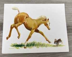 Vintage Pferd und Hase Charles Paris Kunst leere Grußkarte und env - Bild 1 von 5