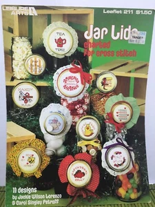 Leisure Arts Counted Cross Stitch Leaflet #211 Jar Lids 1982  - Picture 1 of 5