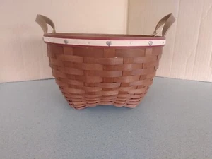 Cesta de trabajo americana Longaberger 10" PREMIO en marrón rico, protector, tachuelas de corazón - Imagen 1 de 6