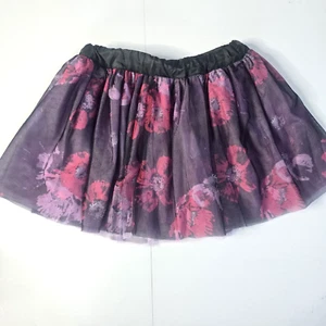 Gymboree Girls Plum Floral Mini Full Tutu Skirt Sz 12 Violet Pink Elastic Waist - Picture 1 of 5