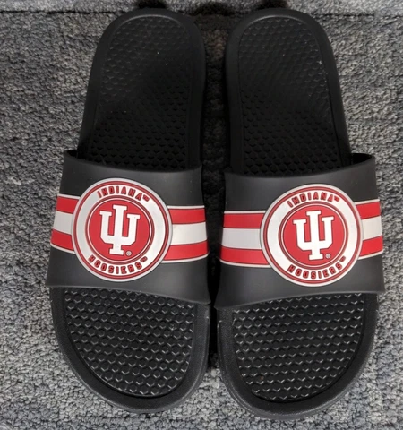 NCAA Indiana Hoosiers Mens Legacy Sport Slides Black Team Color round logo 11-12 Cover