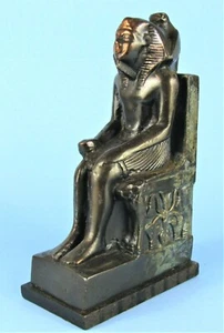 ANCIENT EGYPTIAN PHARAOH KAFRE STATUE VINTAGE BRONZED METAL BOOKEND - Picture 1 of 11