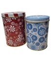 Nesting Tins ChristmasHoliday Red Peppermints & Blue Snowflakes (Set Of 2) NEW