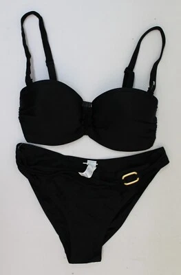 Conjunto de bikini bandeau negro para damas Ex Naturana - talla 10/32B Foto 1 de 3