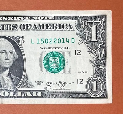 15 February 2014 (L 15022014 D) Birthday Note $1 One Dollar Bill - Image 1 of 3