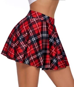 Women's Stretchy Flared Skater Skirt Tennis School Uniforms A Line Mini Short... - Picture 1 of 7