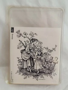 Serenity Victorian Mother Child Fence Flower Garden Stampin Up!2002 Rubber Stamp - Picture 1 of 3