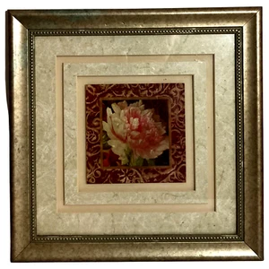 Marco de plástico peonía rosa estampado artístico enmarcado 14,5"" x 14,5"" colgante de pared - Imagen 1 de 9