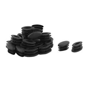 Mueble Mesa Silla Plástico Diseño Ovalado Tubo Inserto Tapa Negro 15 x 30mm 30 Piezas - Imagen 1 de 2