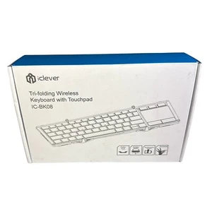 iClever Tri-folding Wireless Keyboard Touchpad Portable Rechargeable Open Box - Picture 1 of 5