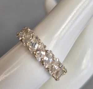 Sterling Silver 925 & CZ Ring Eternity Style Statement Size M - Picture 1 of 4