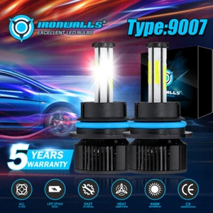 6-Sides 9007 HB5 LED Headlight Bulbs Kit Hi/Lo Beam 6500K White Bright 1500000LM - Picture 1 of 12